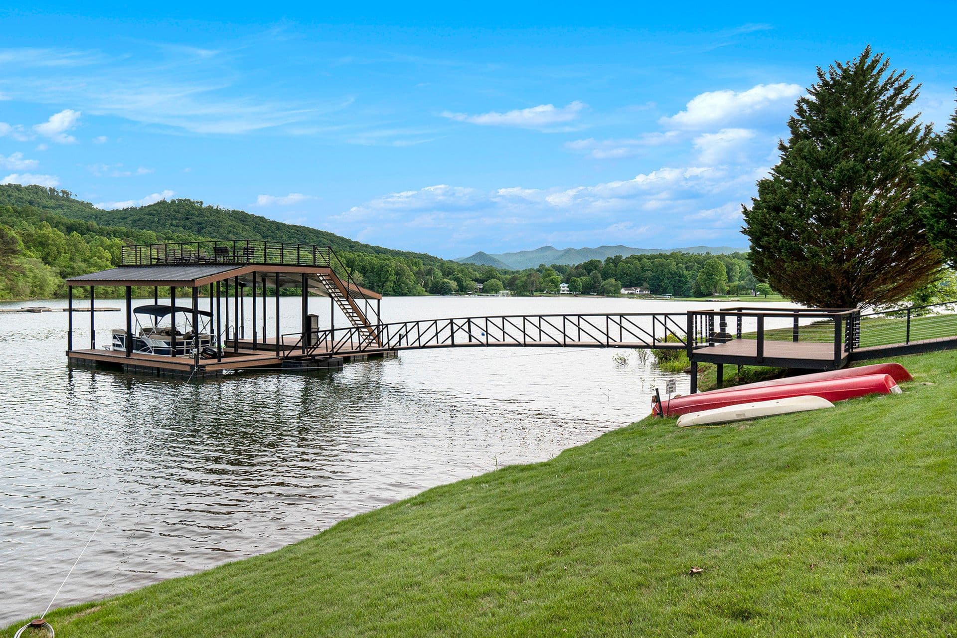 Private dock and boat access on Lake Chatuge at Tranquille Resort